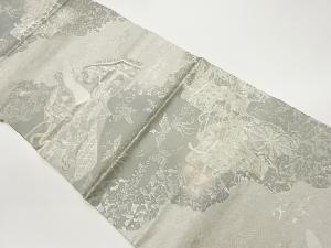 道長取りに貴女・御所車・花鳥模様織出し袋帯